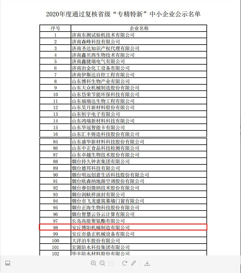 祝贺必博机械被评为2020年度省级“专精特新”中小企业